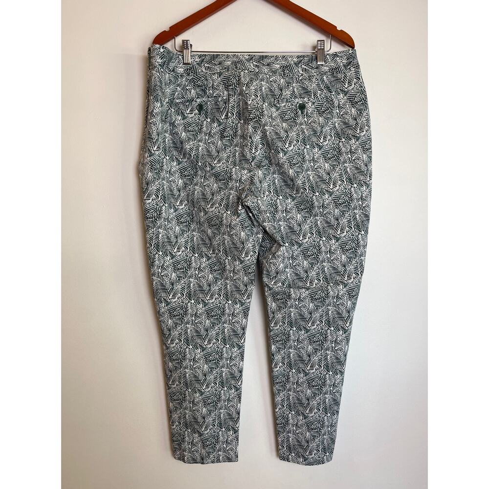 Talbots Chatham Curvy Palm Leaf Print Pants Size 16 Side Zip Stretch Straight - Picture 2 of 9